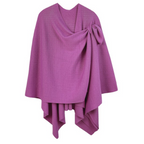 FASHION GO's Soft Solid Color Ruana features a pink knit design with a draped style and a side strap hold.
