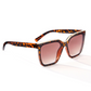 A pair of GIFTCRAFT's women's trendy oversized tortoiseshell square-frame Sunglasses with Case - Asst Colors - 476764 Rectangular Case, featuring gradient brown lenses and stylish shades, set elegantly on a white background.