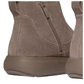 Close-up of the heel and side zipper on Fit Flops iQ-COMFF Suede Zip Ankle Boots in Taupe, showcasing a thick textured rubber sole and iQushion midsole for added comfort.