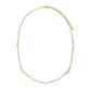 The FASHION GO Gold Dipped Station Chain Necklace boasts a delicate chain adorned with small circular accents and an adjustable clasp, enhanced with shimmering cubic zirconia for a touch of elegance.