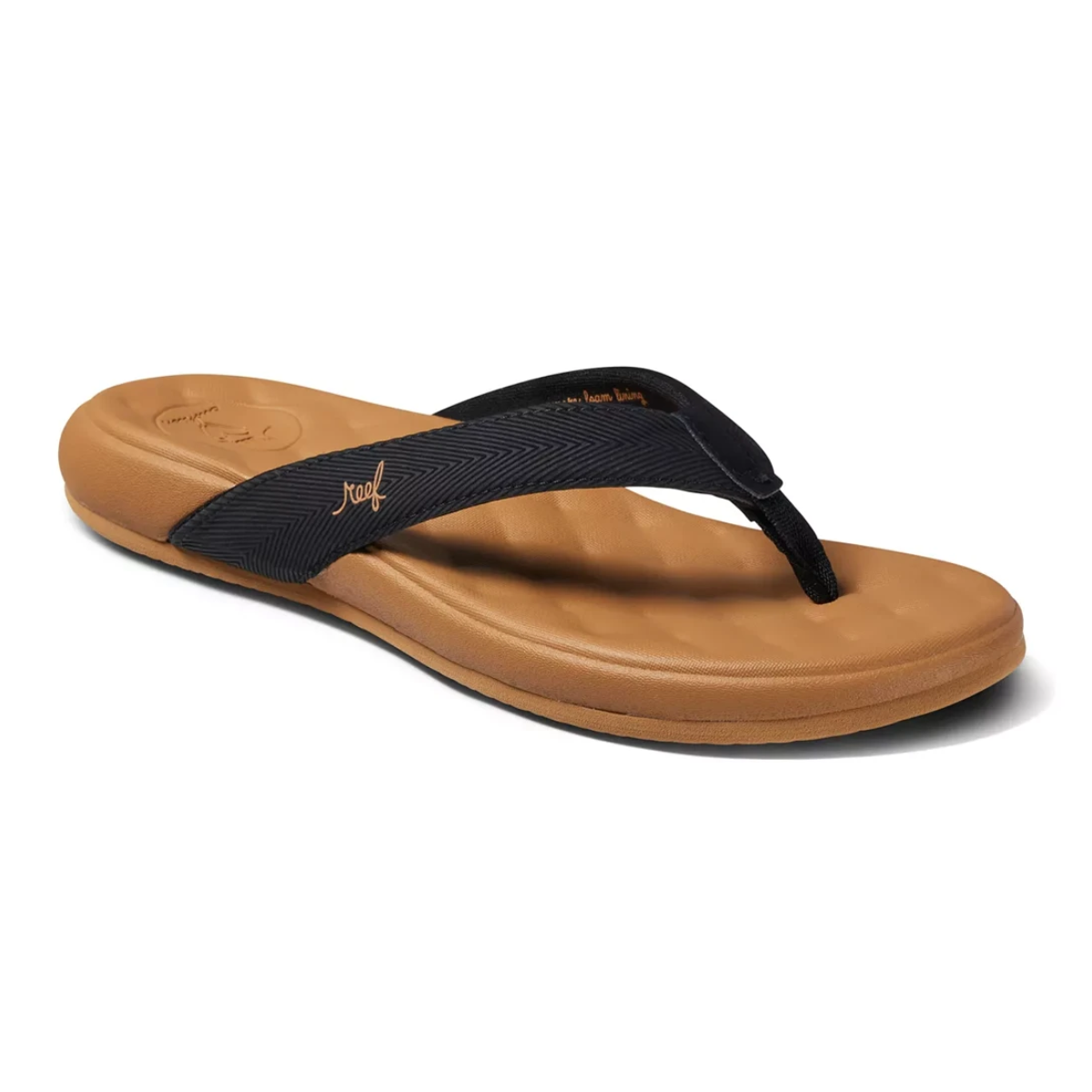 The Cushion Melody Flip Flop in Black by REEF provides exceptional comfort with its memory foam lining. Main image