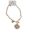 The SPECIAL EFFECTS 2 Tone Disc and Pearl Pendant Necklace Set features a gold chain necklace with a large round pendant, pearl accent, and disc charm. It includes matching stud earrings on an "été" card.