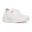 The FITFLOP USA LLC Super Q Knit Slip-On Laced Sneakers in Urban White feature a knitted upper, lace-up design, and textured sole, providing breathable comfort and a cushioned footbed for everyday wear against a white background.