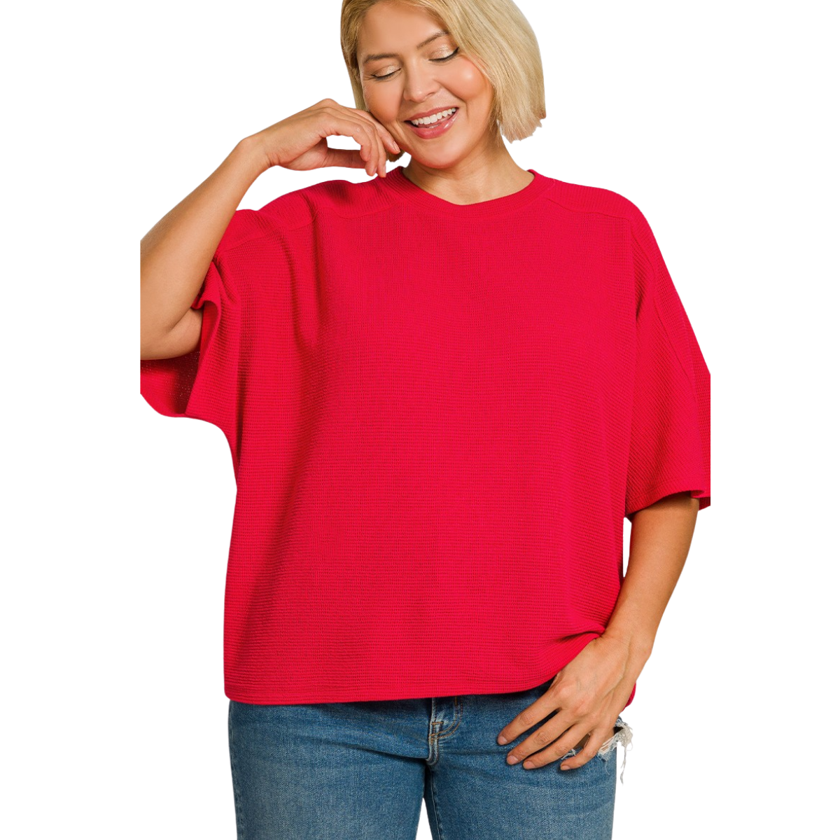 Double Knit Short Sleeve Top Plus Sizes Secondary image