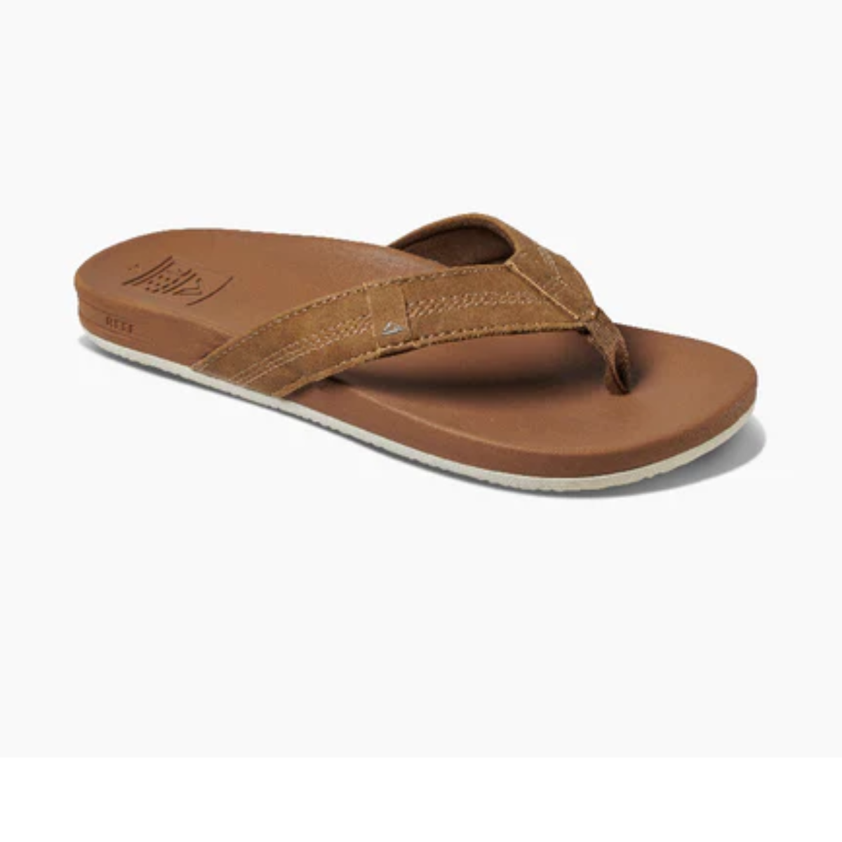 Kids Phantom Flip Flop in Tan by REEF features a textured strap and cushioned footbed on a white background. Main image