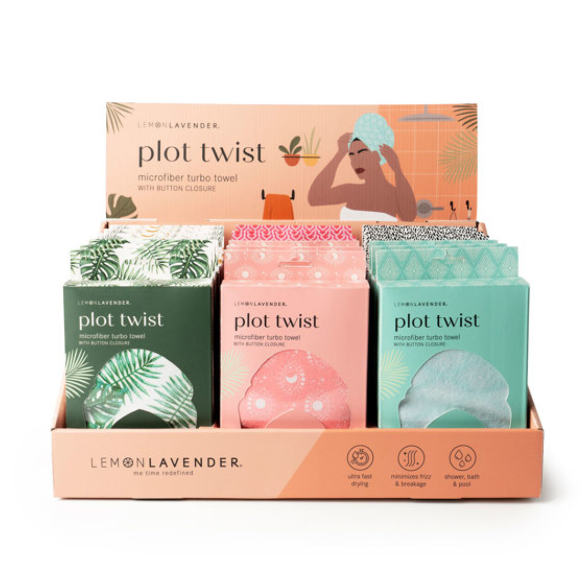 Explore the "Plot Twist Turbo Towel" by DM MERCHANDISING INC. These microfiber blend towels are highly absorbent, equipped with a button closure for hands-free drying, and available in a variety of colors and patterns. Main image