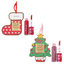 Two FASHION GO Hello Kitty Tinted Jelly Lip Oils in red and pink come in festive packaging shaped like a stocking and Christmas tree.