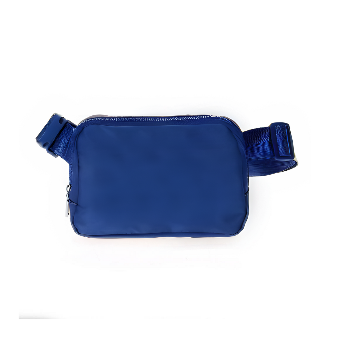 A Fanny Pack Sling Bag Nylon by Fashion Go featuring a zipper closure and adjustable strap in blue.