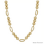 Fashiongo Water Resistant Gold Beaded 10MM Beaded and Open Oval Necklace, adjustable 16"-18", features alternating round beads and open oval links, displayed on a plain background with "Water Resistant Necklace" text.