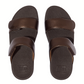 LULU Adjustable Leather Slides Metallic Chocolate Brown