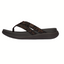 The Fit Flops F-MODE Go Leopard Webbing Strappy Flip-Flop features a thick, contoured sole and a black-and-brown leopard print fabric strap, shown in profile on a white background—ideal for comfort seekers.