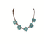 FASHION GO Squash Blossom Necklace featuring five flower-shaped turquoise stone pendants with detailed petal designs, showcased on a white background.