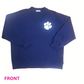 The Tres Bien Paw Print TIGERS Cloudy Knit Top features a navy blue design with a white paw print graphic on the left chest and "FRONT" in pink at the bottom left—perfect for Auburn fans.