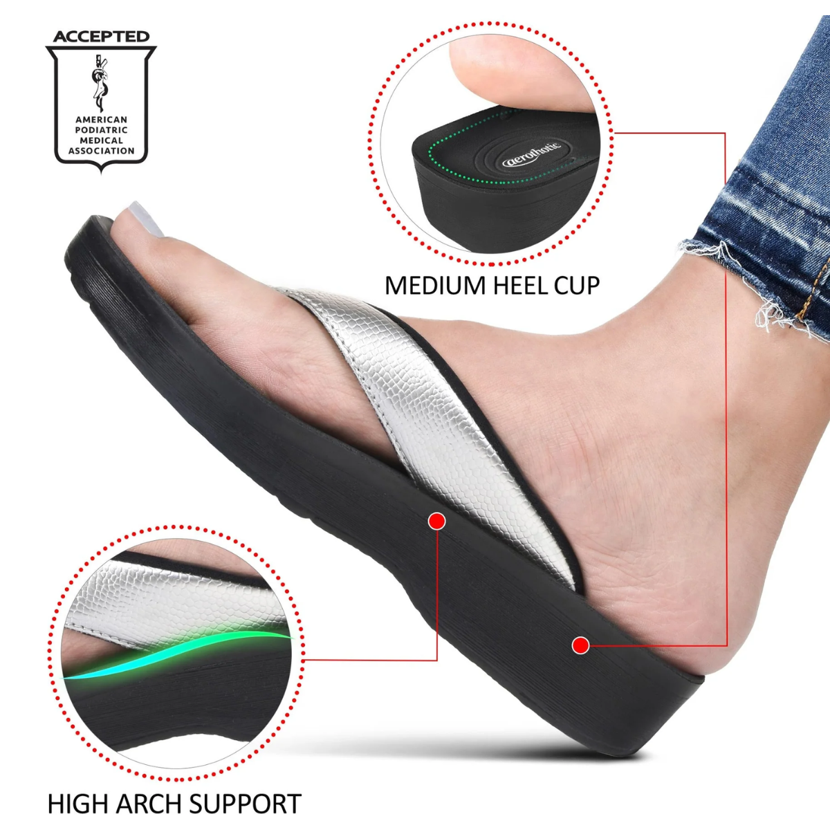 Meira In Silver by Aerothotic Flip Flop Secondary image