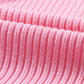 Close-up of the Patch Pocket Ribbed Knit Short Sleeve Sweater by Shewin in pink, with a soft texture ideal for transitional weather.