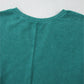 Back view of Shewin's Notched Neck Exposed Seam Drop Shoulder Sweatshirt in green, crafted from high-quality fabric.