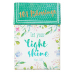 The Box of Blessings Let Your Light Shine by Christian Art Gifts is a decorative floral box that features “101 Blessings” on the top and “Let your light shine. Matt. 5:16” on the front. Inside, you'll discover inspirational cards filled with encouraging Bible messages designed to uplift your spirit every day.