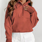 Zip Up Stand Collar Ribbed Thumbhole Sleeve Sweatshirt - 12 colors to choose from