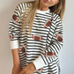 Black Stripe Sequin Football Side Slits Oversized Sweatshirt