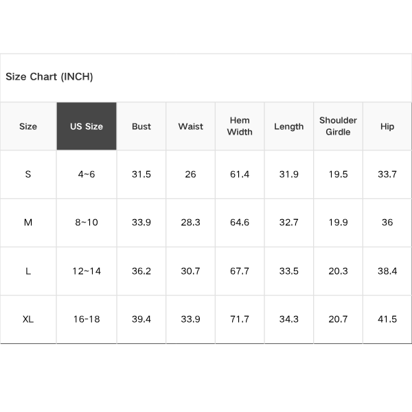 Size chart (in inches) for US sizes S–XL from 1 the Woman—includes bust, waist, hem width, length, shoulder girdle & hip measurements. Find your best fit for the Flag Graphic Short Sleeve Sweater Top.