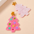 Add a festive touch to your holiday jewelry collection with Lilla Haven's Glittery Christmas Tree Drop Earrings—one pink acrylic earring sparkles with colorful stars, pearls, and gems beneath a gold star top, while the other remains charmingly plain for a playful mismatched statement.