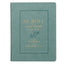 Teal faux leather Devotional Be Still and Know Faux Leather Teal book with gold embossed text that reads, “Be Still and Know I am God, a daily devotional by Michelle Cox.”