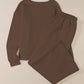 Dark Brown Textured Loose Slouchy Long Sleeve Top and Pants Set