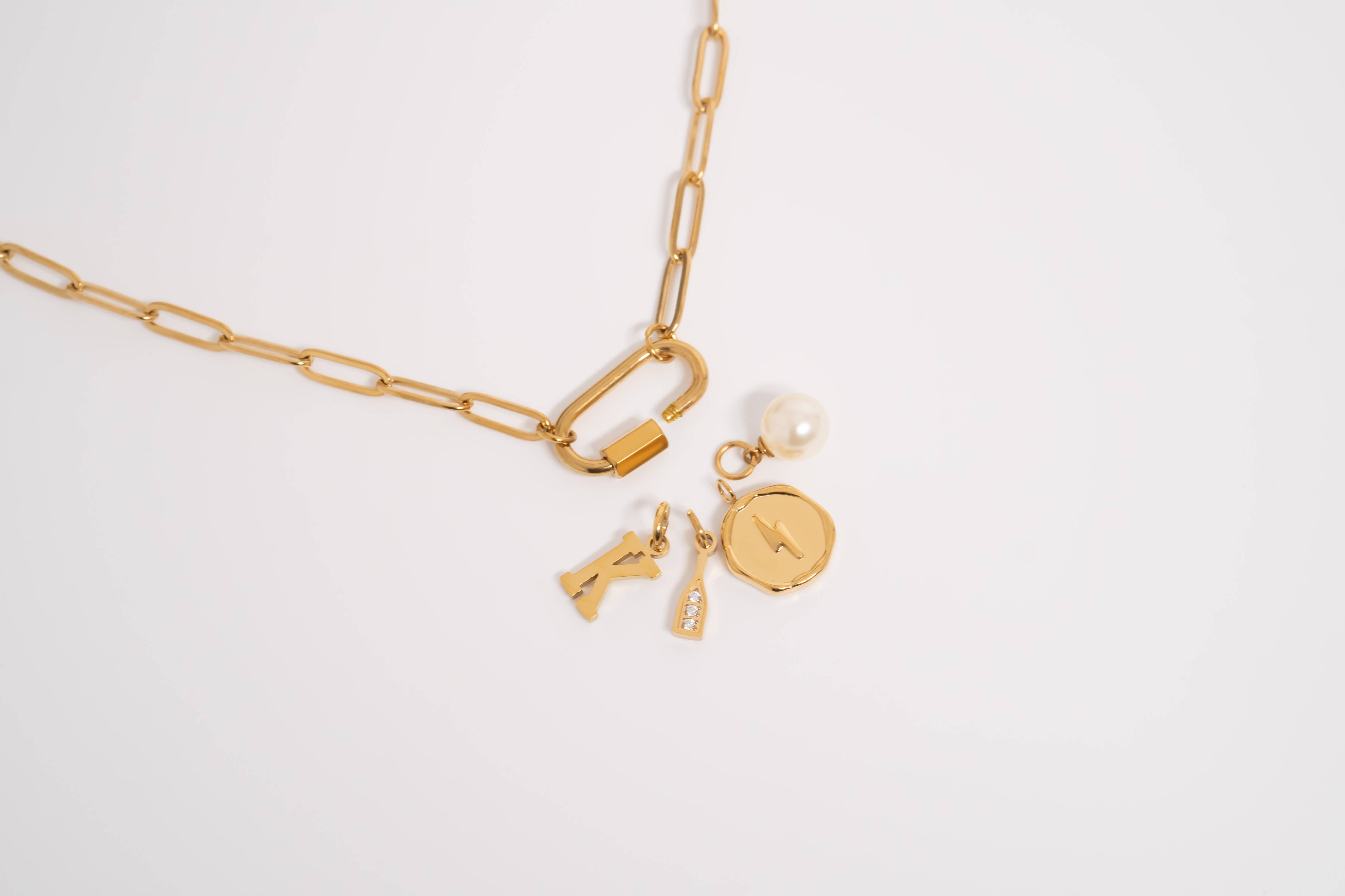 18K Gold PVD Paperclip Carabiner Necklace Secondary image