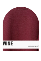 CLOUDY KNIT 3/4 SLEEVE ROUND NECK TOP in maroon, featuring a ribbed knit, round neck, and three-quarter sleeves.