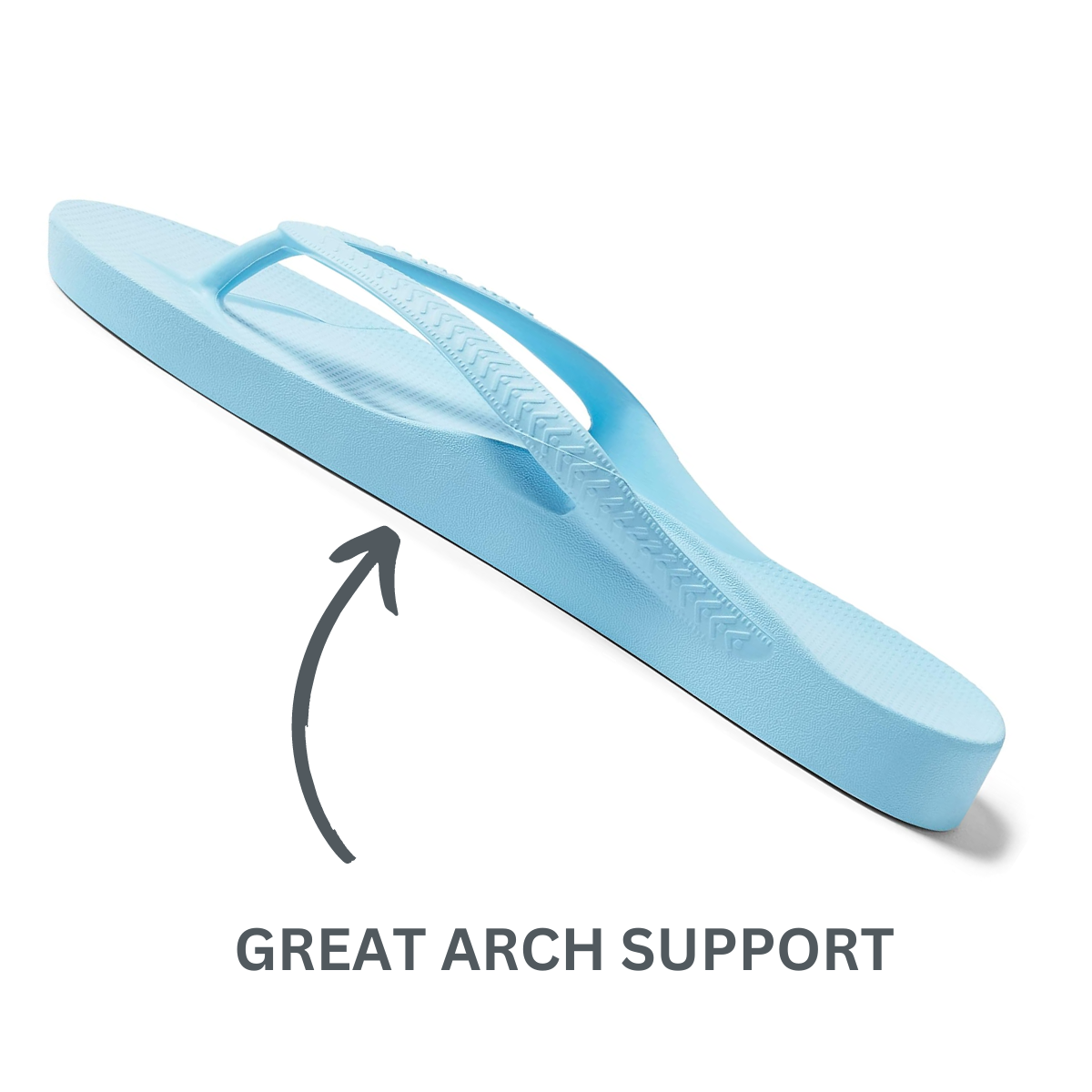 Blue Archies flip-flop with highlighted arch support feature.
Product Name: ARCHIES FOOTWEAR LLC Archies flip flops in Sky Blue Main image