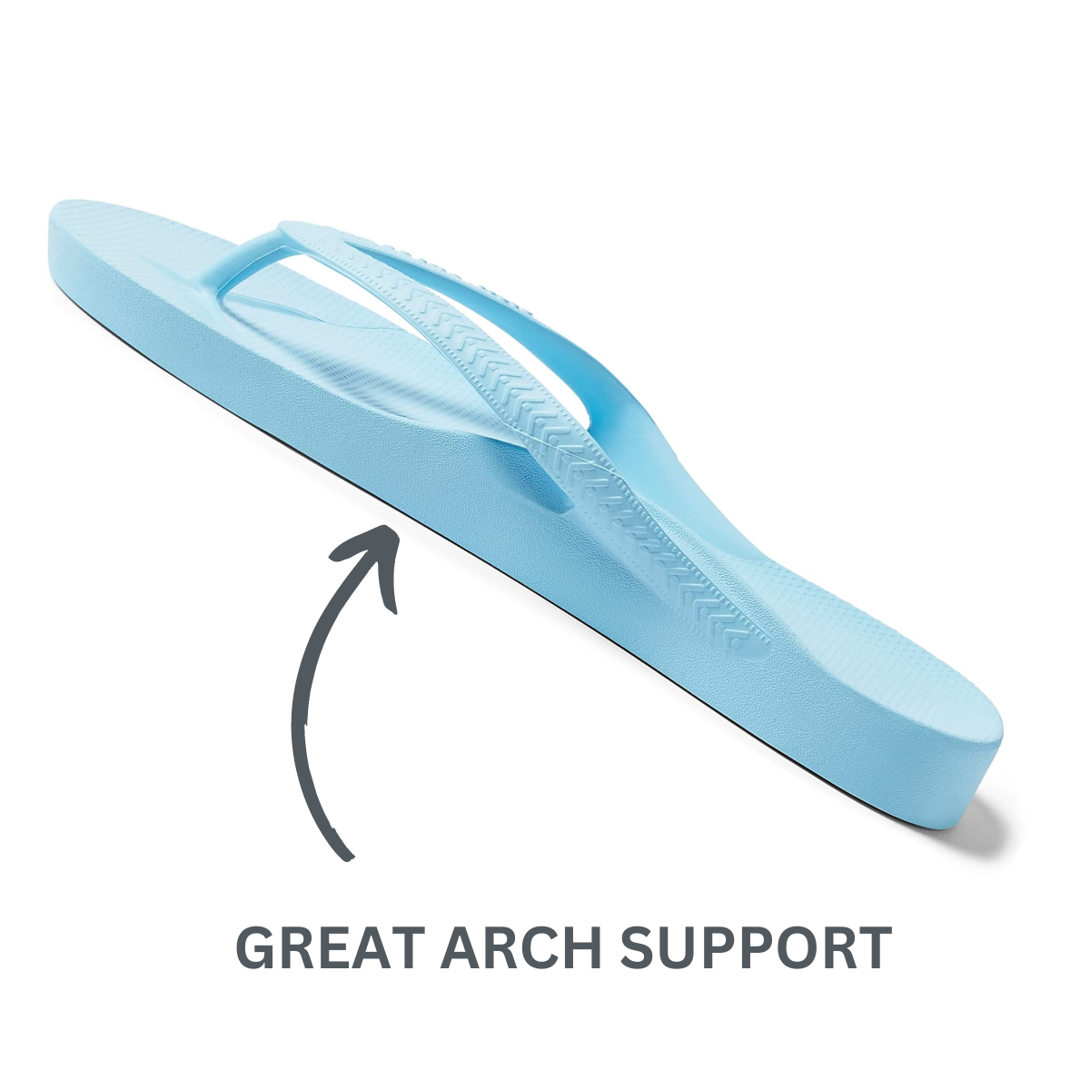 Blue Archies flip-flop with highlighted arch support feature.
Product Name: ARCHIES FOOTWEAR LLC Archies flip flops in Sky Blue