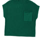 The Shewin Patch Pocket Ribbed Knit Short Sleeve Sweater is a versatile green piece with a ribbed design and chest pocket, ideal for transitional weather.