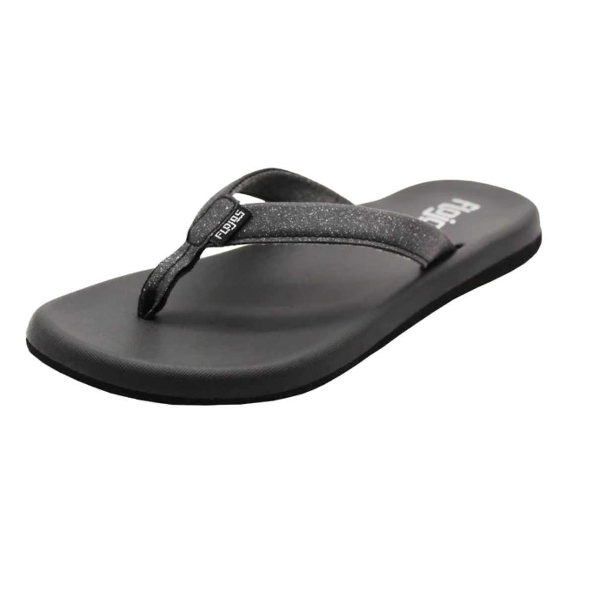 Campbell Sparkled Strap flip flops in Silver black shimmer by Flojos Flipflops Whatnots