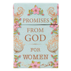 The Box of Blessings Promises for Women by Christian Art Gifts is a decorative keepsake featuring floral designs and gold lettering on a light blue background, perfect for storing inspiring Bible verse cards.