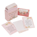 The Box of Blessings Promises to Bless Your Soul by Christian Art Gifts is a pink, floral-adorned box featuring prayer cards with Bible verses, blessings, reminders of God’s promises, and lined spaces for personal reflections or messages.