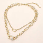 Introducing the Sensibling Corp. CZ Pave Carabiner Pendant Accent Chunky Layered Chain Necklace—featuring bold oversized links, a section of sparkling cubic zirconia pave, and an adjustable clasp on a neutral background. This statement piece elevates any look with modern elegance.