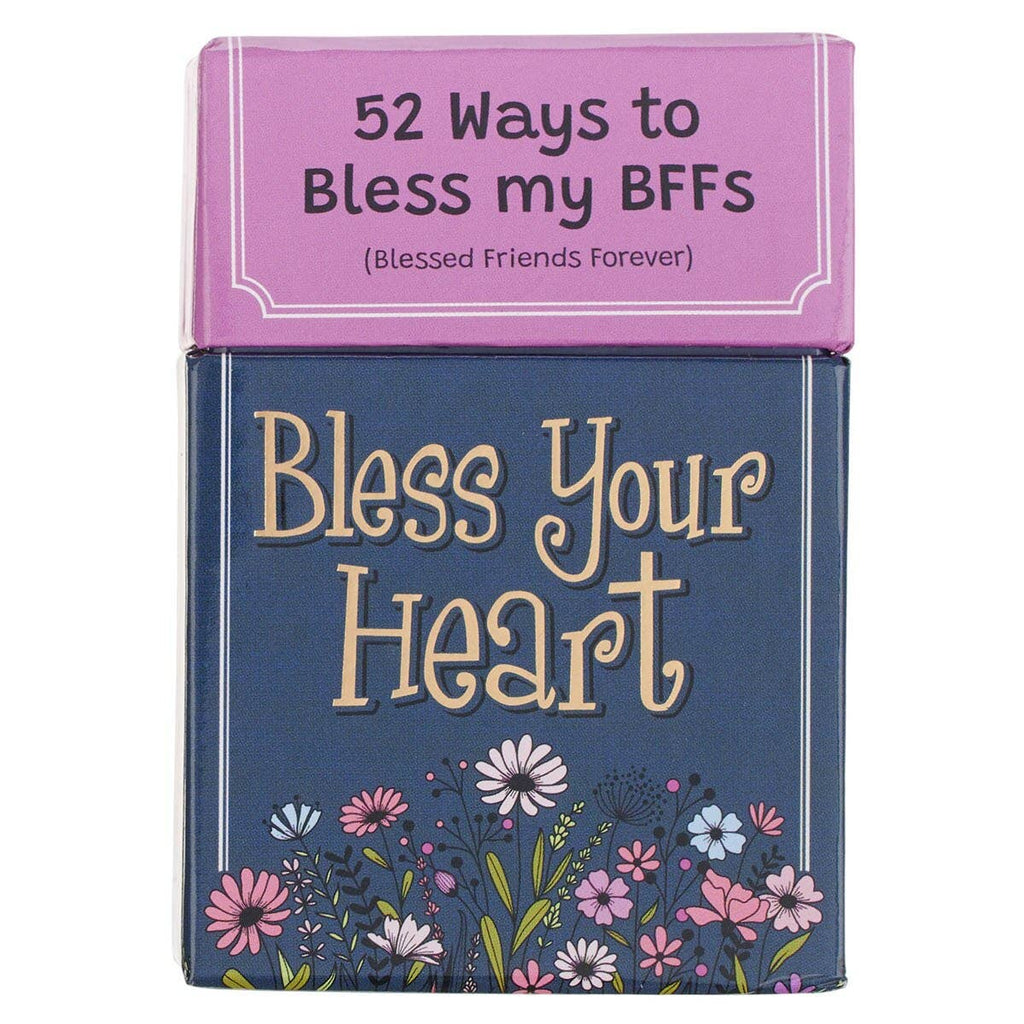 Gift your friends the “Box of Blessings: 52 Ways to Bless My Blessed Friends Forever” by Christian Art Gifts—a beautifully designed box featuring “Bless Your Heart” with floral accents on the front. This thoughtful faith gift is perfect for encouraging spiritual growth and celebrating Christian friendship.