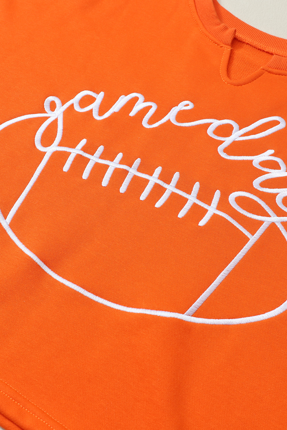 Orange Game Day Lettering Notched Neck Cropped Sweatshirt