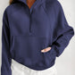 Zip Up Stand Collar Ribbed Thumbhole Sleeve Sweatshirt - 12 colors to choose from