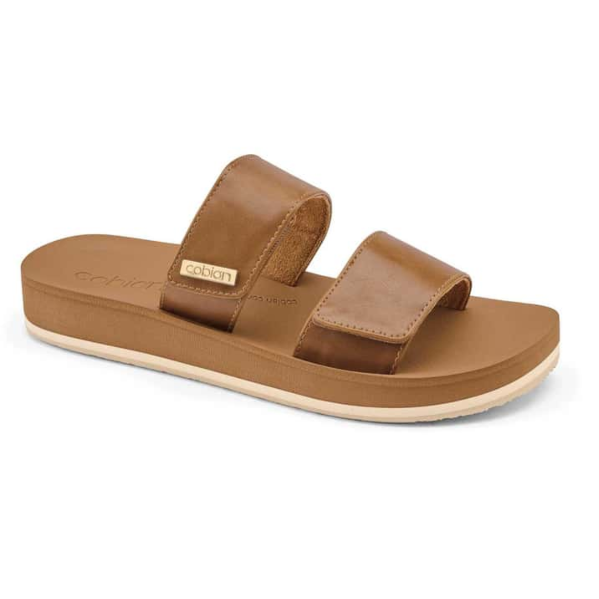 A single tan COBIAN Dana Rise Slide Sandal with adjustable straps isolated on a white background. Main image