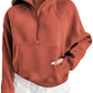 Zip Up Stand Collar Ribbed Thumbhole Sleeve Sweatshirt - 12 colors to choose from