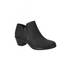 Easy Street Arbor black matte ankle bootie with side zipper, rounded toe, and block heel