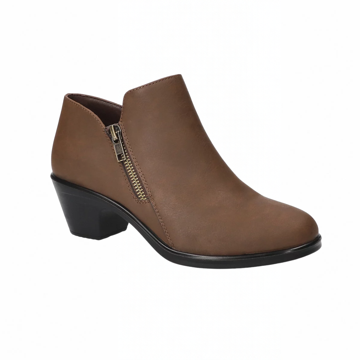 Easy Street Arbor bootie in brown matte with side zipper and block heel