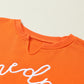 Orange Game Day Lettering Notched Neck Cropped Sweatshirt