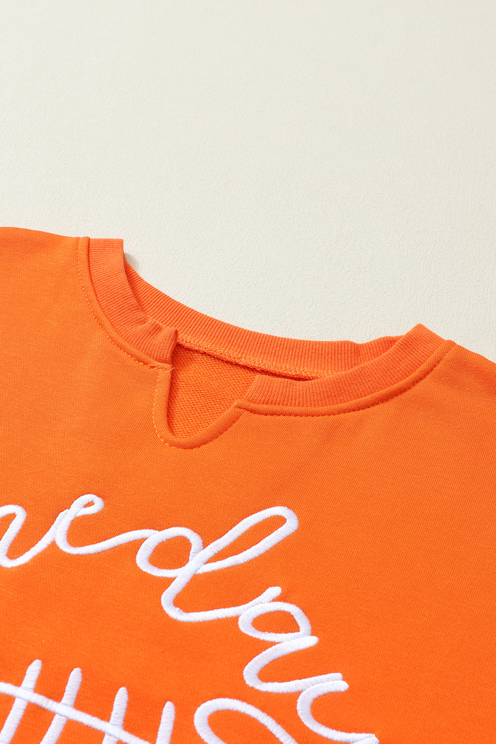 Orange Game Day Lettering Notched Neck Cropped Sweatshirt