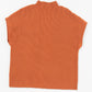 The Shewin Patch Pocket Ribbed Knit Short Sleeve Sweater, in vibrant orange with a high neckline, is ideal for transitional weather and displayed on a white background.