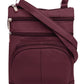 The Roma Leathers, Inc. Cowhide Leather Crossbody with Phone Pocket features multiple zippered compartments and an adjustable strap, shown in burgundy against a white background.