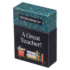 Packaged in a box labeled "Box of Blessings For A Great Teacher New" from Christian Art Gifts, and featuring an illustration of books and a potted plant on a shelf, this set of inspirational cards makes a thoughtful gift for teacher appreciation.
