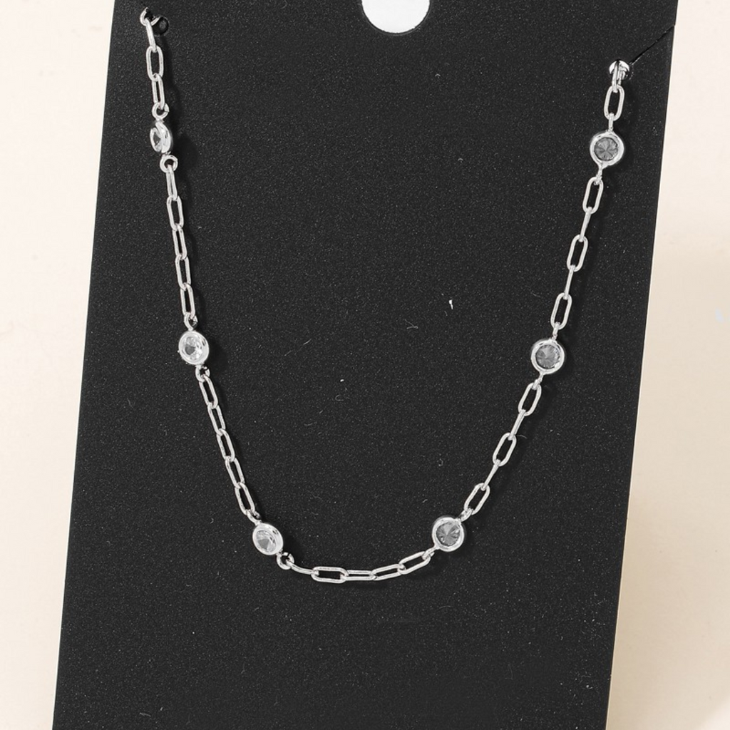 Gold-dipped necklace displayed on a black backdrop.
Product Name: Gold Dipped Rhinestone Necklace
Brand Name: FASHION GO