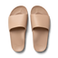 The Archies Slide Sandal in Tan by ARCHIES FOOTWEAR features wide, plain straps and textured soles designed for comfort, viewed from above.